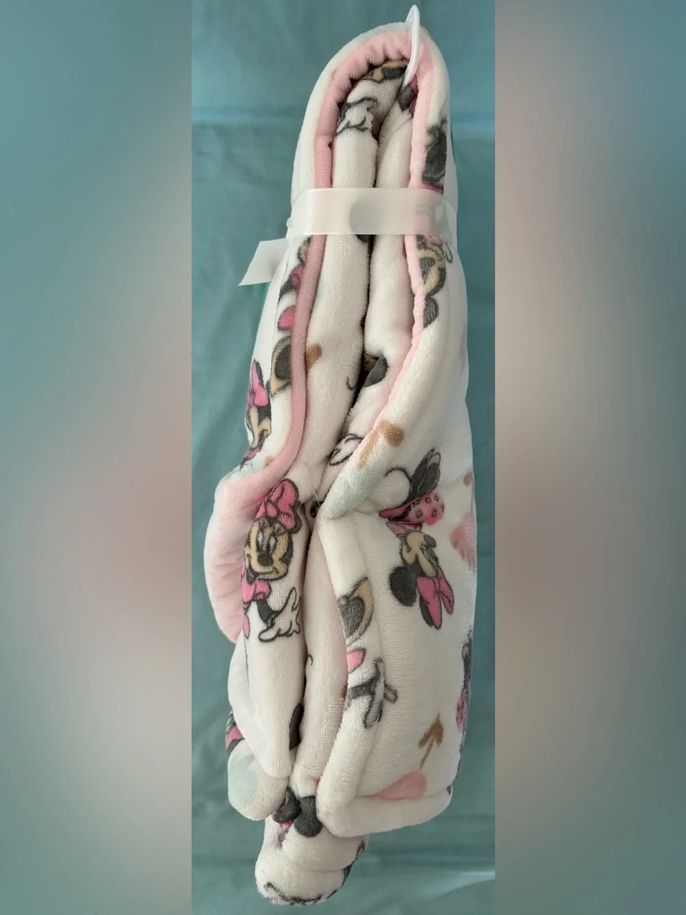 Disney Baby Minnie Mouse Pink and White Baby Blanket